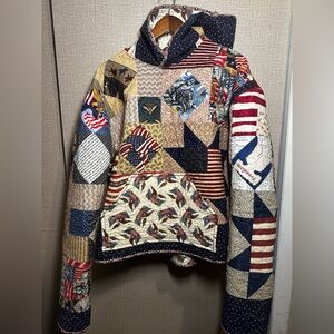 Handmade vintage quilt hoodie